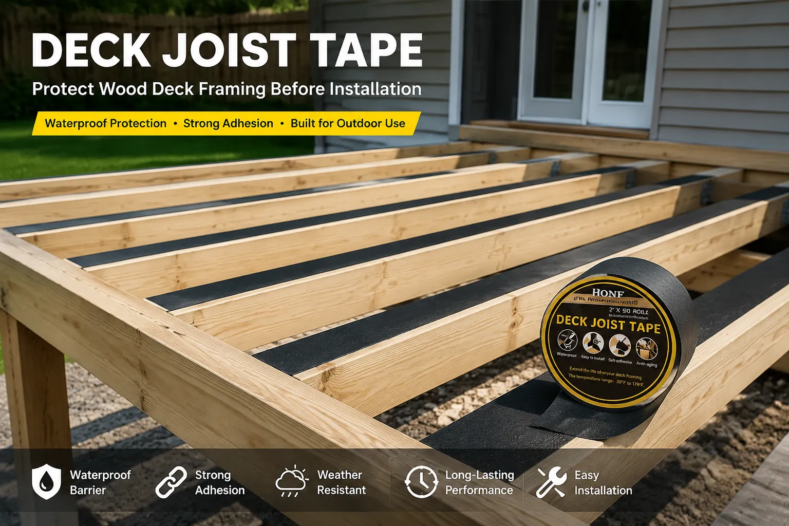 Deck Joist Tape Guide Protect Deck Framing from Moisture