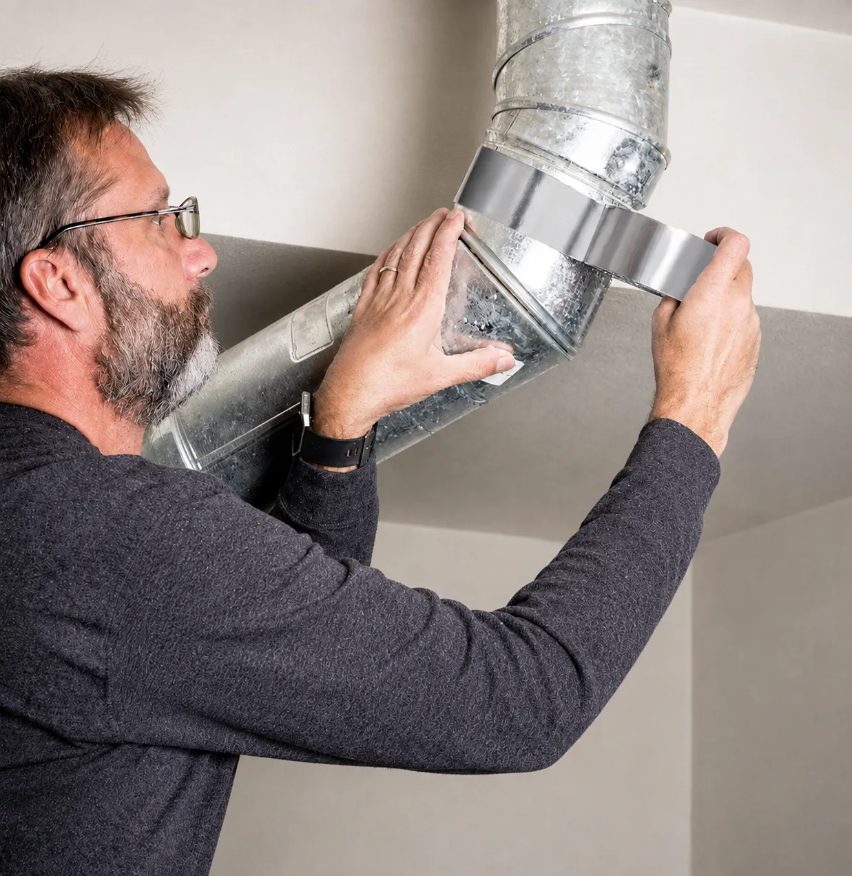 honf hvac aluminum foil tape applied to ductwork