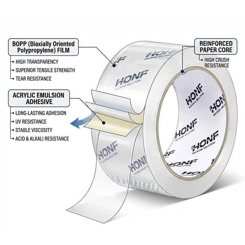 Super clear BOPP packing tape with high transparency for packaging